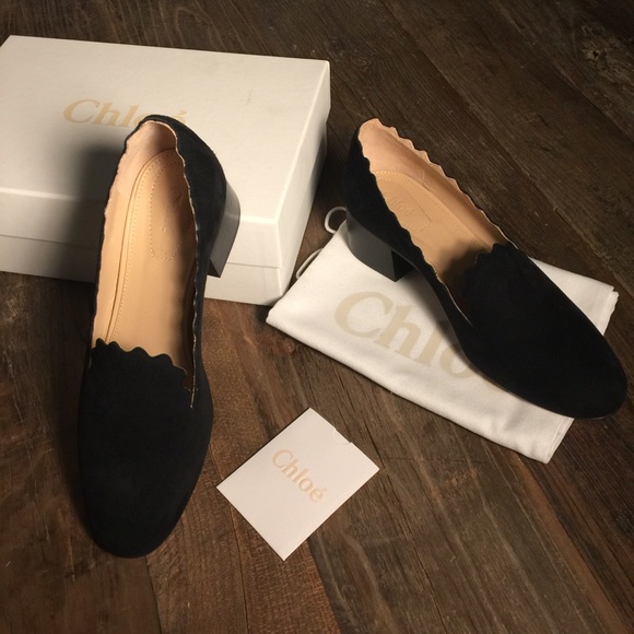 Chloé black suede Lauren scalloped pumps - Picture 3 of 8